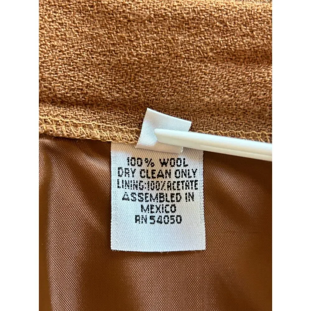 Vintage Saville Suit Skirt & Blazer Size 16 100%‎ Wool Camel Brown Career Church